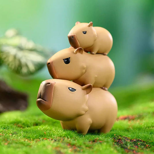 Capybara Cute Cake Toppers featuring adorable capybara figures with animal friends like turtle, alligator, pelican, and bird