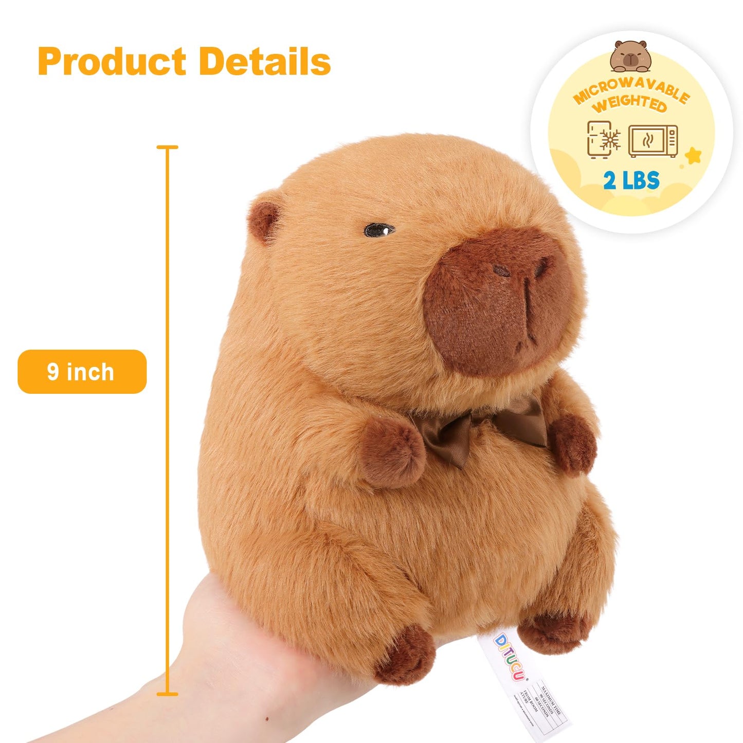 9 inch capybara heating pad for cramps microwavable and weighted plush toy