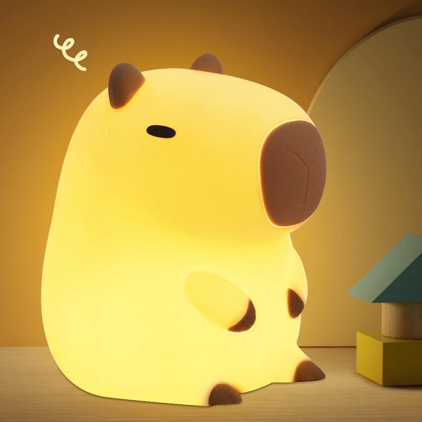 glowing capybara night light with soft yellow illumination and cute design
