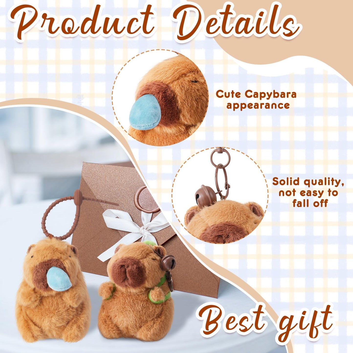 capybara plush keychain with cute design and solid quality keyring, perfect gift idea