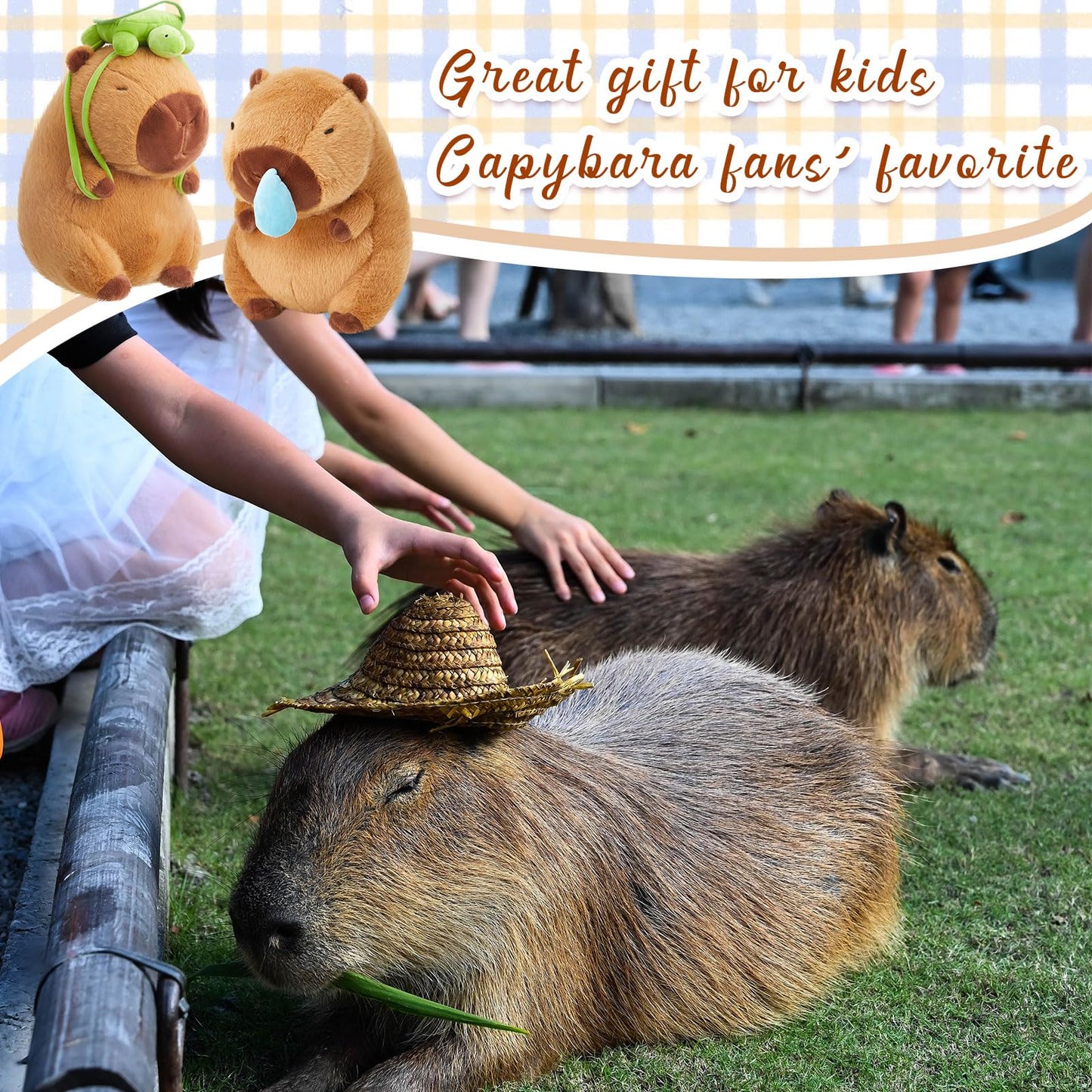 capybara plush toy set with two stuffed capybaras featured as a great gift for capybara fans