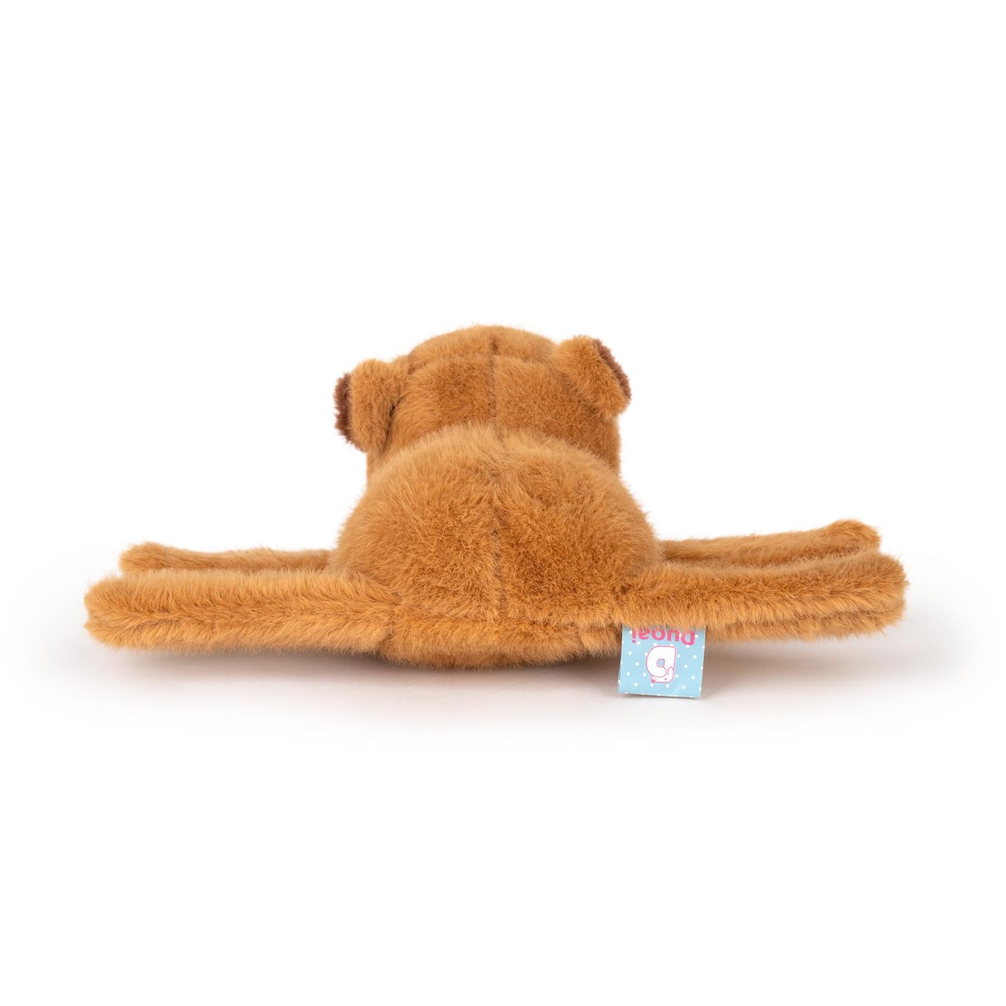 World brown plush capybara slap bracelet laid flat showing soft fur texture