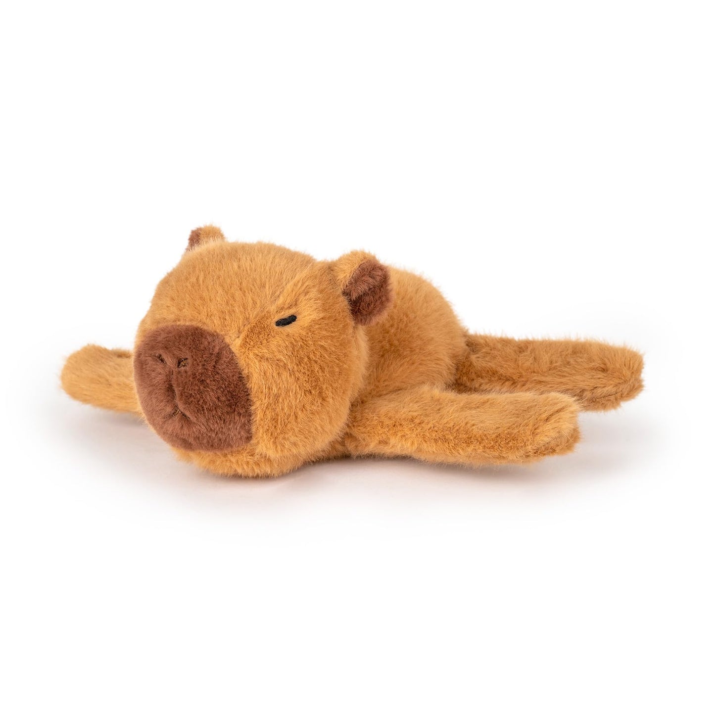 World plush capybara slap bracelet in soft brown fabric for kids and adults