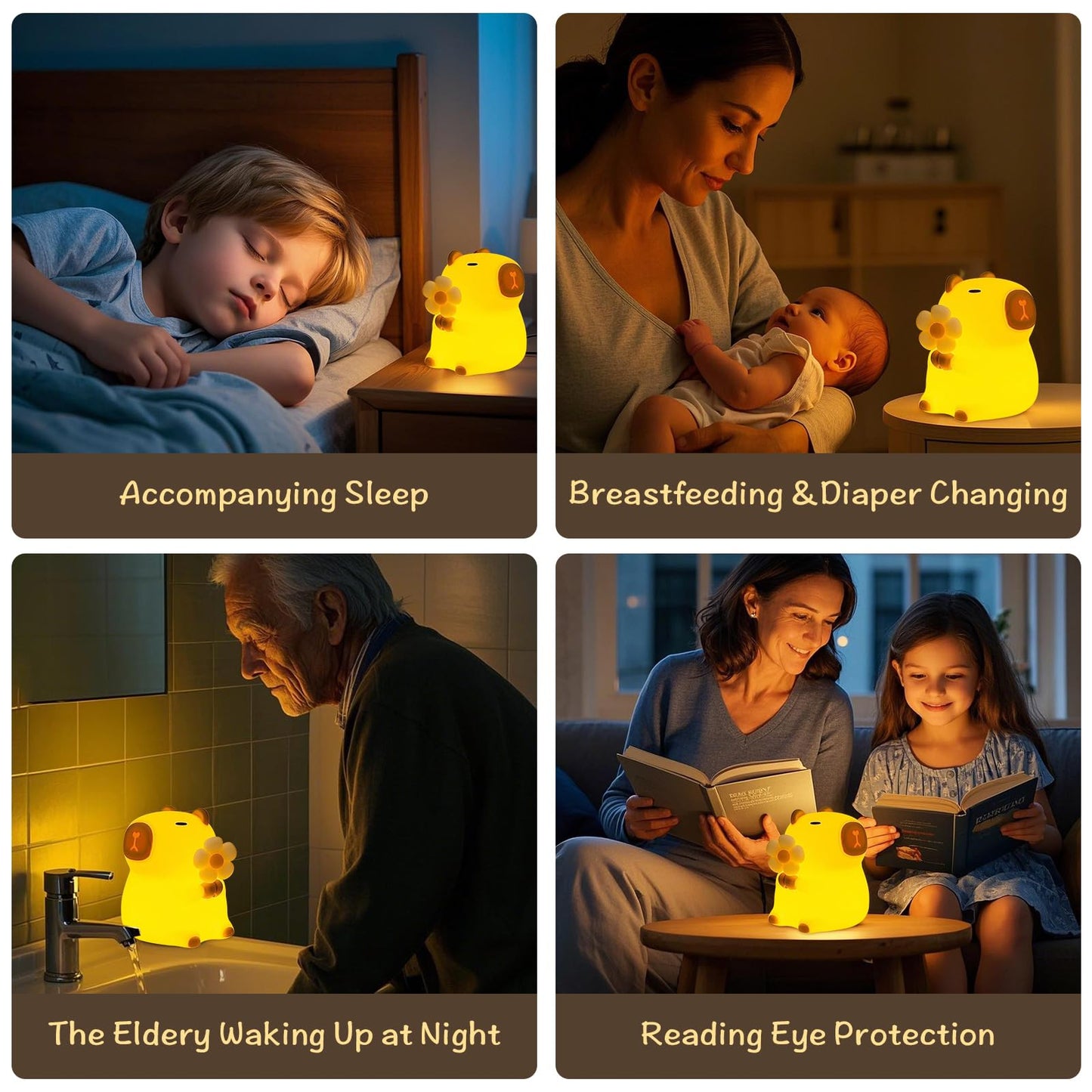 Cute animal nursery lamp providing soft light for sleep, breastfeeding, elderly care, and reading
