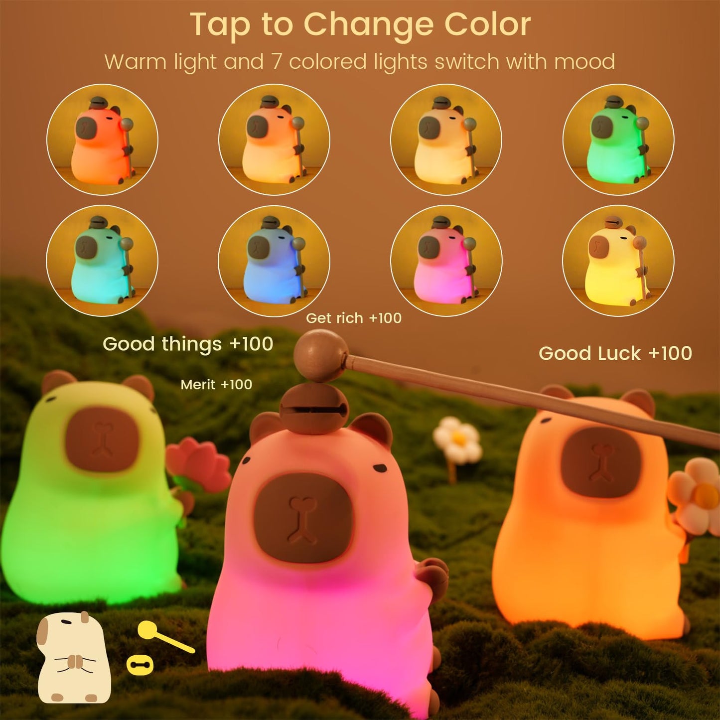 cute animal nursery lamp with color changing warm and 7 colored light modes