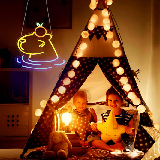 Ebdobgbs LED capybara wall decor glowing in multicolor neon lights for home improvement