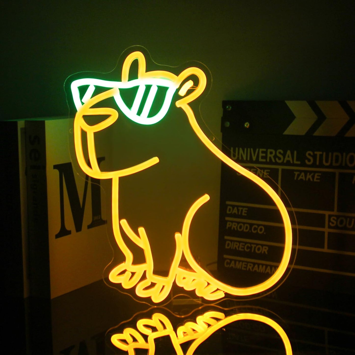 CKTBLEY cool animal wall light decor glowing neon bear with sunglasses for modern home