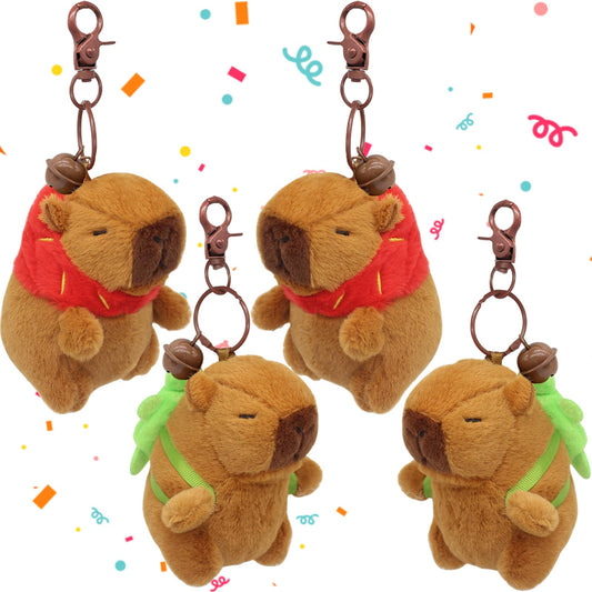 WUEURU 4 Pcs Capybara Plush Keychain Toy,Capybara Stuffed Animals Toy 4'' Cute Capybara Plush Toy Doll Key Chain for Party Graduation Gifts Birthday Gift