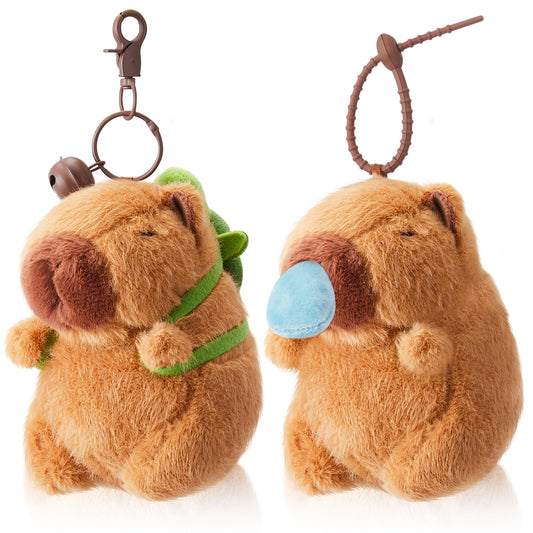 Simgoing 2 Pcs Capybara Plush Keychain Small Capybara Stuffed Animals Toy Pendant for Graduation Gifts Exchange Birthday Party Favor Decor Supplies(Turtle Bag, Snot)