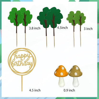 MrsCapybara capybara cake toppers set with trees, mushrooms, and happy birthday sign