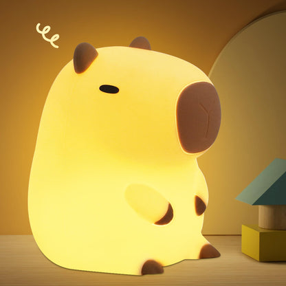 glowing capybara night light with soft yellow illumination and cute design