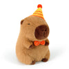 capybara pillow plush wearing a happy birthday hat and orange bow tie soft stuffed animal