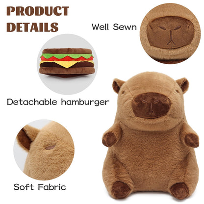 capybara plush burger pillow with soft fabric detachable hamburger and well sewn details