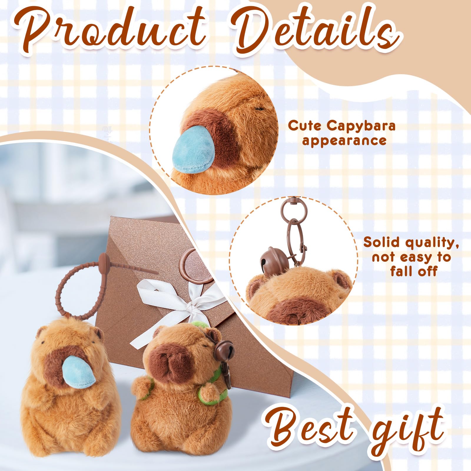 capybara plush keychain with cute design and solid quality keyring, perfect gift idea