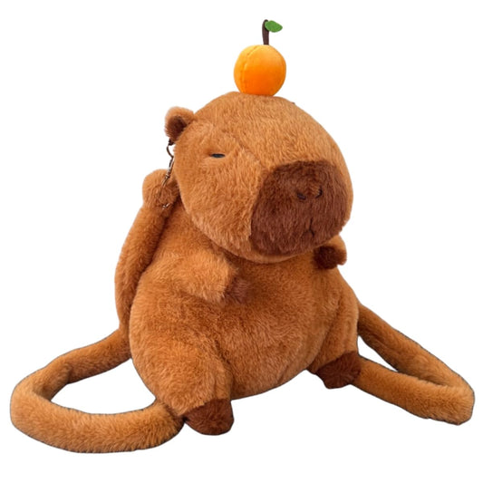Whrigud cute capybara shoulder bag plush design with orange fruit accessory on top