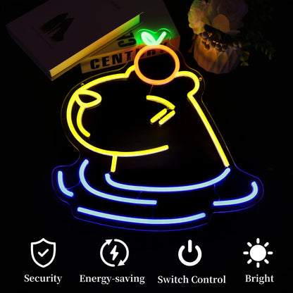 Ebdobgbs LED capybara wall decor glowing in yellow blue and green neon colors in dark room
