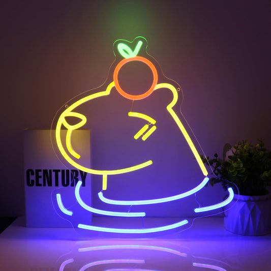 Ebdobgbs LED capybara wall decor glowing in multicolor neon lights for home improvement