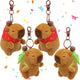plush capybara keychain 4 pack with soft brown capybara toys wearing colorful scarves and clips